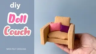 DIY miniature sofa / COUCH FOR BARBIE DOLL / mini sofa from cardboard.