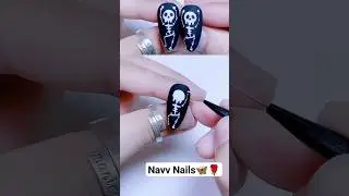 Happy Halloween 🎃 Spooky Scary Skeleton Nail Art Tutorial 💀🕸️#trending #nails #shorts