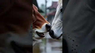 Cow and White Horse Nose Touch | Peaceful Animal Video