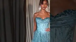 Portia and Scarlett PS26099   Strapless Shimmer Gown With Ruffles