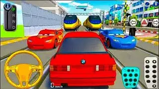 Today  My Red BMW Car Stuck in  Train station & Train Crossing || 3D Driving Class Android Gameplay 