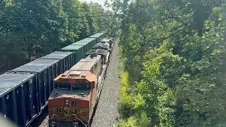 BNSF 5160 C44-9W leads CSX B118 with 3 other BNSF engines through Manville NJ 9/12/2024
