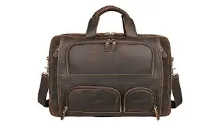 Augus Business Travel Briefcase Genuine Leather Duffel Bags for Men Laptop Bag fits 15.6 Laptop