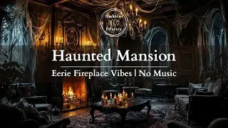 Haunted Mansion Fireplace Ambience | Crackling Fire & Candlelight | Halloween Background