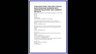 CHEN 4830 EXAM 1 MULTIPLE CHOICE QUESTIONS AND ANSWERS WITH VERIFIED SOLUTIONS 100 CORRECT RATED A 6