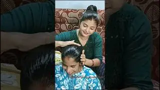 2 Rapunzel heavy oiling and Big Ban hair style full video available 42mi+ video #rapunzel  #bigbun