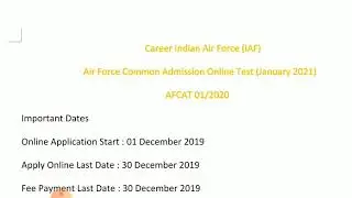 AFCAT INDIAN AIR FORCE RECRUITMENT 2019. Airforce new vacancy 2019.