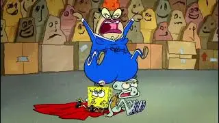 Mama Bass beating up SpongeBob and Squidward