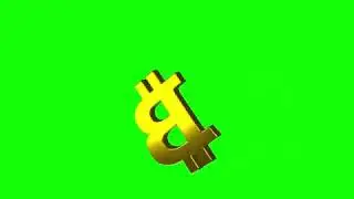 Gold 3d Simbol Bitcoin Green Screen Khroma Key animation Биткоин