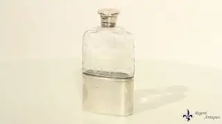Antique Cut Crystal and Sterling Silver Hip Flask 19th C