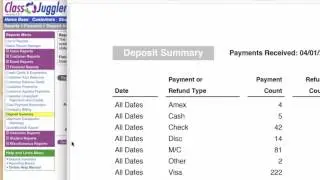 Tutorial: ClassJuggler's Deposit Summary Report feature