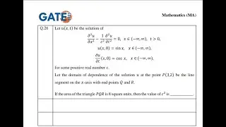 Gate 2023 || Mathematics Paper || Question no 26 || Wave Equation || Domain of Dependence