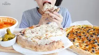 Самая нежная Чикагская Пицца & Tteokbokki, едящая ASMR _ реальное звуковое шоу еды mukbang