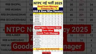 Goods Train Manager 2025 | RRBs & Zone Wise NTPC New  Vacancy 2025 Details #railway #rrb #shorts