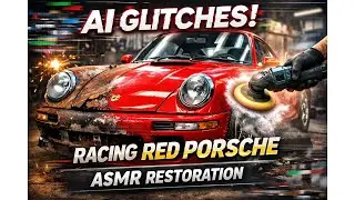 AI Glitches! Racing Red Porsche ASMR Car Restoration Video
