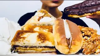【咀嚼音 ASMR】マロンパン, 揚げランチパック, 黒糖ナッツ, chestnut bread, fried bread, black sugar nuts