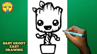 How to draw Baby Groot easy step by step