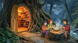 A Cozy Life in a Giant Forest Treehouse | Ghibli Inspired Rainy Day