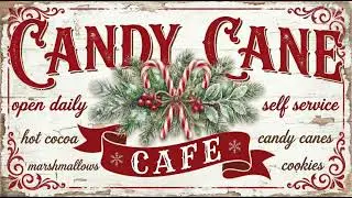 Candy Cane Cafe Christmas Sign 🎄 Vintage Farmhouse TV Art | Cozy Holiday Screensaver