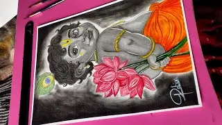 How to draw little krishna🥰  drawing Tutorials   step by step @robinrajbhararts 