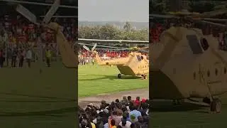 See KDF Chopper carrying #RailaOdinga body landed at  Mamboleo Stadium during Kisumu public viewing