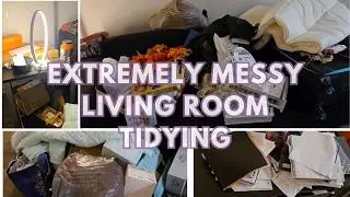 MESSY Living Room Clean + Tidy