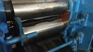 Buy | Sell Used Rubber Sheeting Calendering line 10&Prime;x24&Prime; with Batch cooling Drums and Accessories.