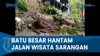 TEBING EMPAT METER LONGSOR di Telaga Sarangan, Batu Besar Ganggu Akses Jalan Wisata
