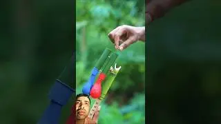 diy balloon slingshot with twoTube of bamboo toys #bambooacademy #bamboocrafts #bambooart #diy