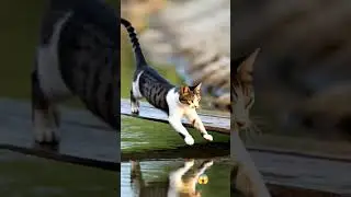 Cat falling in the water #shorts #cats #cat #cute #funny