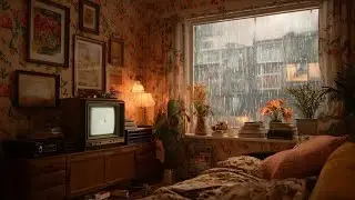 Rainy Night in a Retro Room | Vintage Bedroom Ambience ASMR