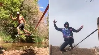 Incredible Slackline Dancing Skills