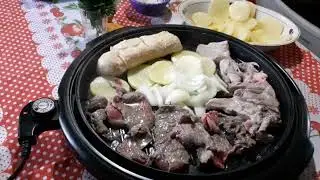 Como usar a grill  fazer carnes com batata cebola
