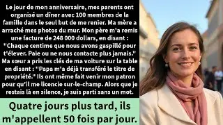 Le jour de mon anniversaire, mes parents ont organisé un dîner avec 100 membres de la famille dans