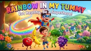 [키즈팝 잉글리쉬] 내 배 속의 무지개 🌈 Rainbow in My Tummy | 영어 과일 이름 배우기 | 편식 예방 건강 동요 | 슈퍼히어로 변신! 🍎🍌🥦🍇