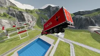 Автомобили против бассейна для ныряния #18: Прыжок со скалы | BeamNG Drive