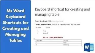 MS Word - Table Shortcuts #word #document #table #function #shortcut #keys