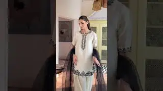 White Dress with Black Embellishment #eidcollection #pakistaniclothes #shortsfeed #folkswardrobe