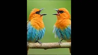 Playful Paradise:Two Blue-Bellied Birds Chirping on a Branch#PlayfulBirds #NatureSounds#BirdWatching