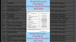 Panjab University Chandigarh Entrance Exam Schedule 2025-2026| @DrKuldeepSinghRawat| #PU, #Exam|