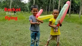 Outdoor rocket balloon flying and fun