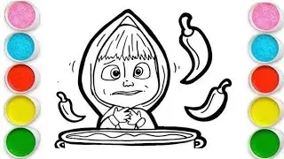 MASHA with spicy food Drawing, Painting & Coloring For Kids and Toddlers_ Child Art