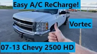 Как зарядить кондиционер Chevy 2500HD 6.0 Vortec | GMC Sierra 2500HD 3500HD 07 08 09 10 11 12 13