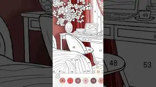 Bedroom with a study table (Interior design) | Color by numbers