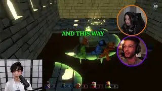 Rae can't stop laughing Pummel Party: Mystery Maze | Valkyrae, Jordan Fisher, Sykkuno, Fuslie, Myth
