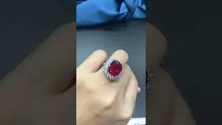 11ct Halo Cushion Cut Ruby Engagement Ring for Women