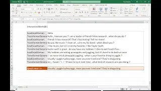 Facebook AI Chatbot in Excel