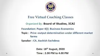 Foundation: Paper 4(I): Business Economics: Afternoon session- 18.08.2020