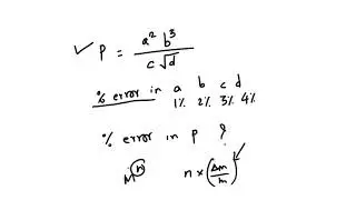 Physical quantity p is given by formula made up of a b c d    If percentage error is given for a, b,