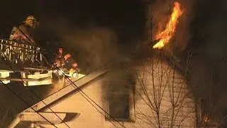 2nd ALARM: firefighters battle top floor job of this house in Lehigh Township, PA.